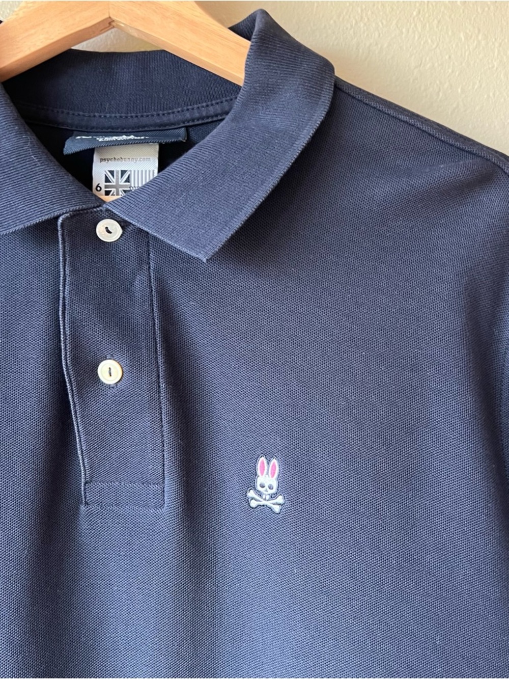 Psycho Bunny Polo Men’s Size L (6) Navy Blue 100% Pima Cotton Preppy Club Golf - Picture 4 of 13